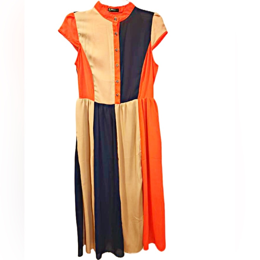 Multicolored Block A Line Dress